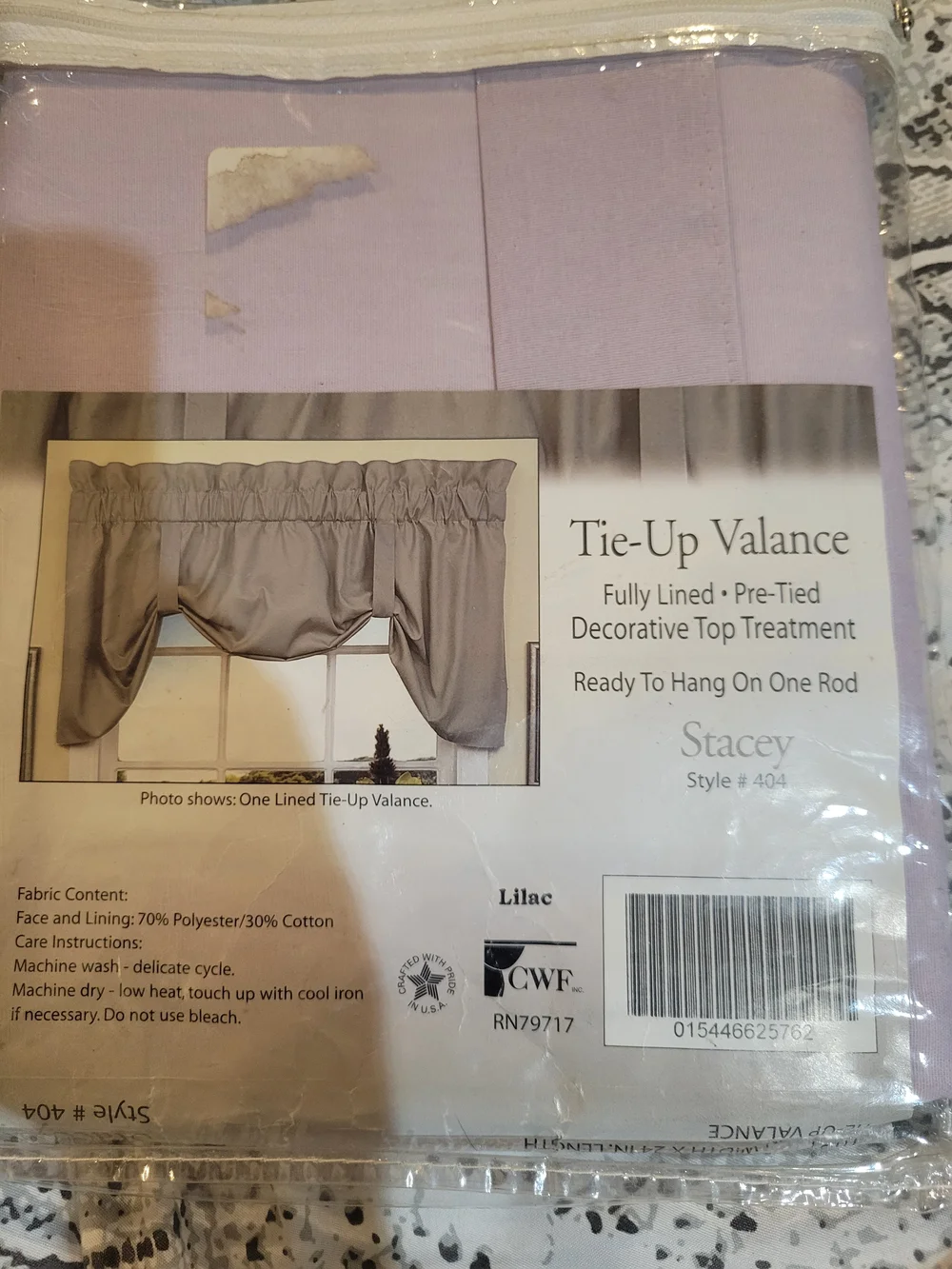 Tie-Up Valance Decorative Top Treatment in Lavender